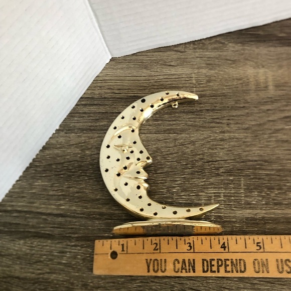 Vtg Metal Crescent Moon Earring Stand - Picture 4 of 10